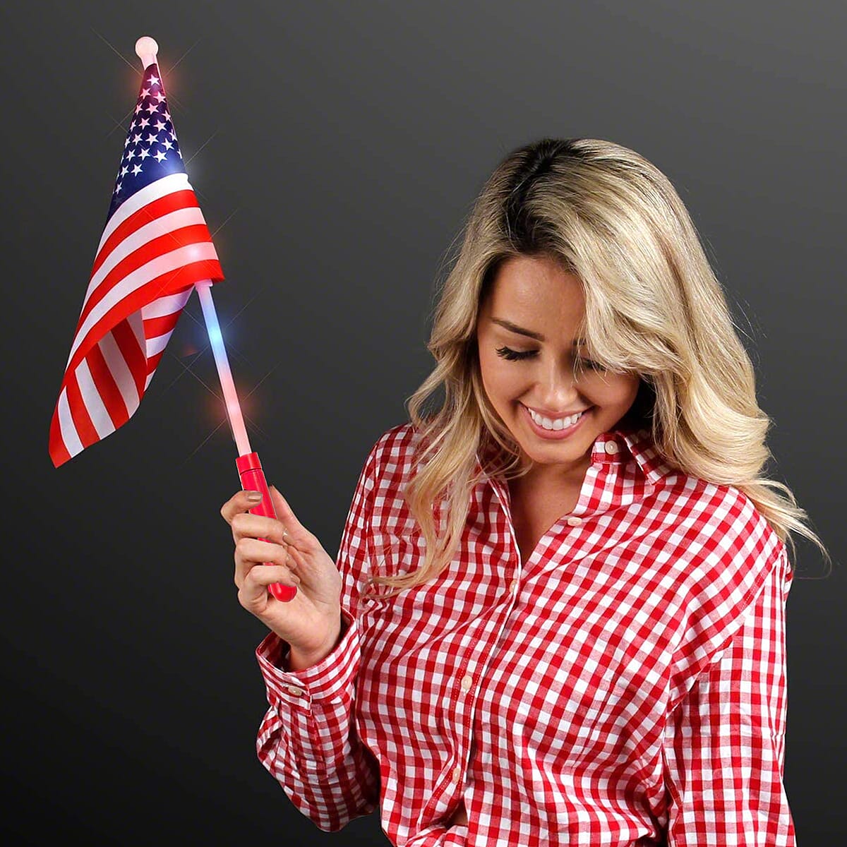 17 in Red American Flag with LED Light Stick image number 1