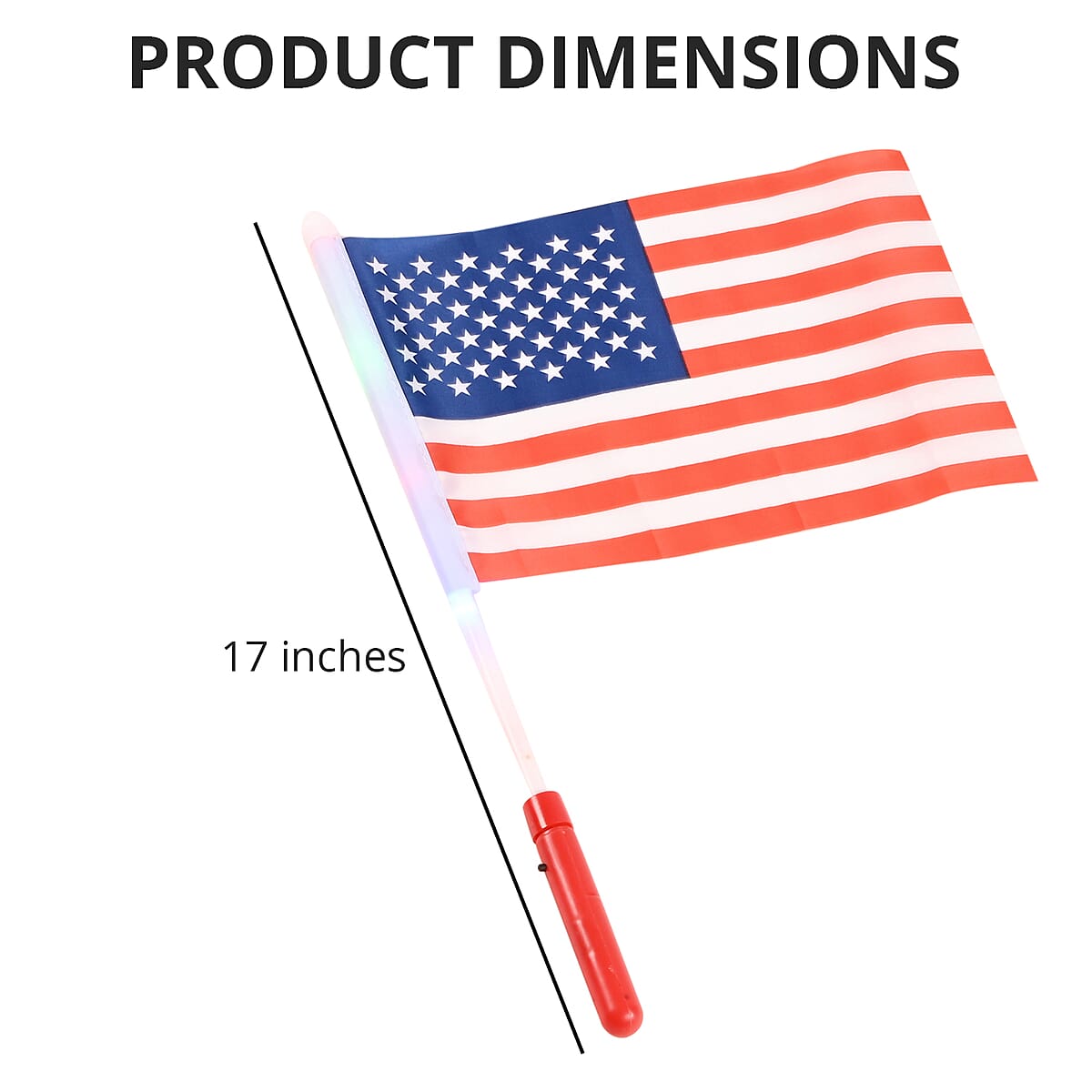 17 in Red American Flag with LED Light Stick image number 3