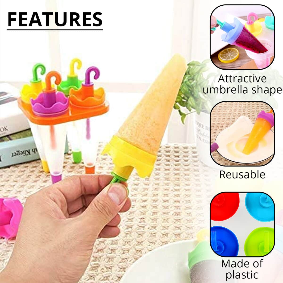  Multicolor Umbrella 4PK Ice Pop Maker image number 2