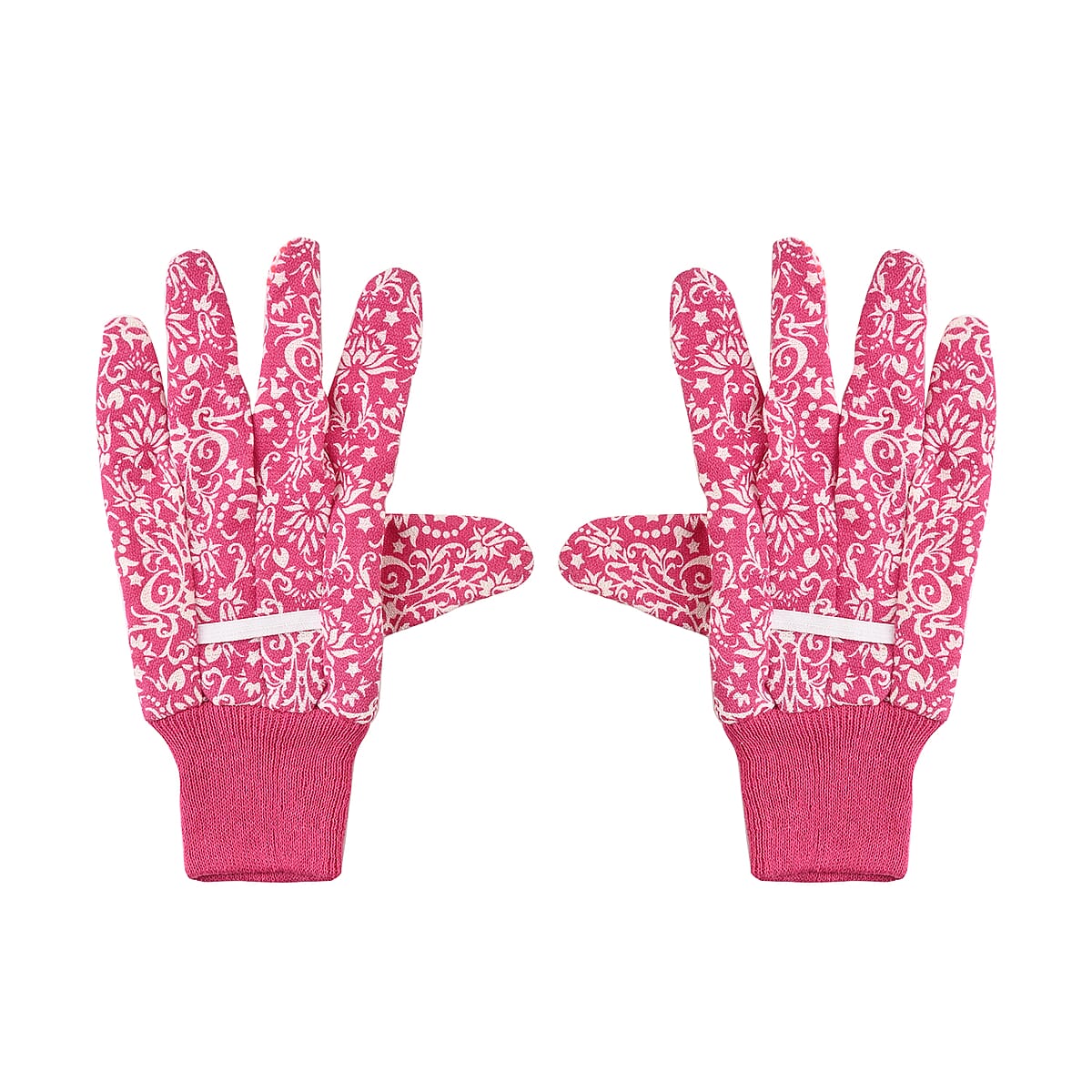 Pink Garden Gloves Ladies Poly with Dot Palm image number 7