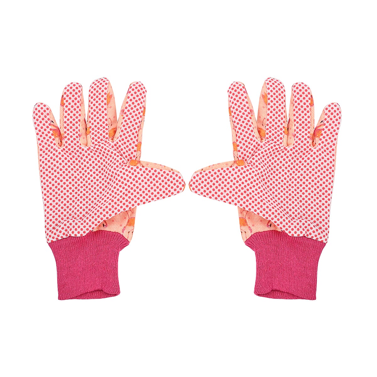 Pink Flamingo Garden Gloves Ladies Poly with Dot Palm 6asst Prints/l&g Tcd image number 7