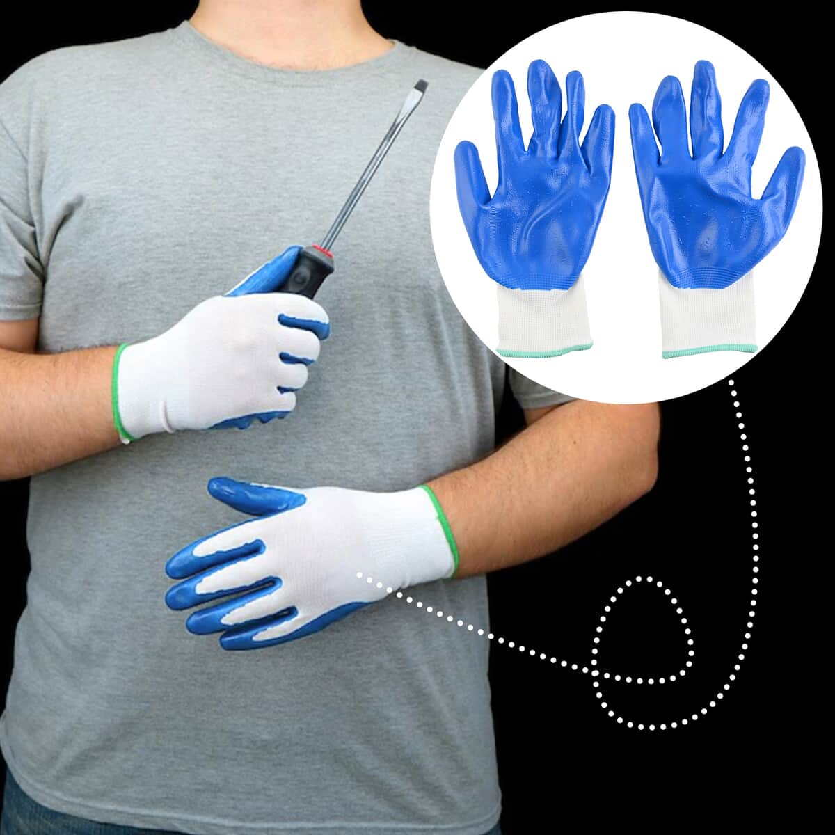 Blue and White work Gloves image number 1
