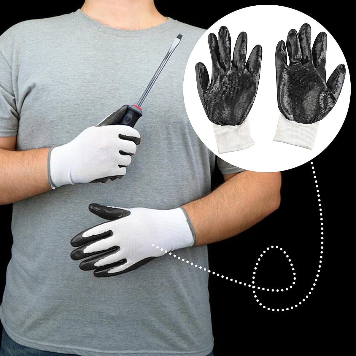 Black and white Work Gloves image number 1
