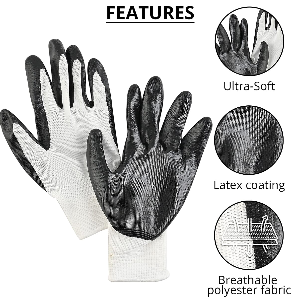 Black and white Work Gloves image number 2