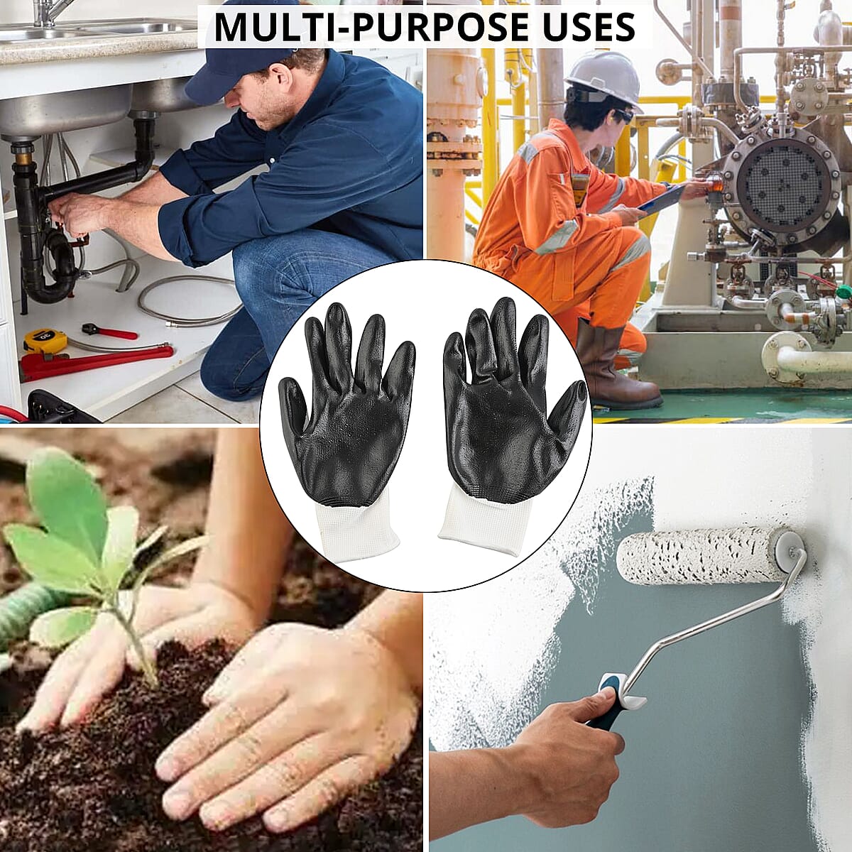 Black and white Work Gloves image number 4