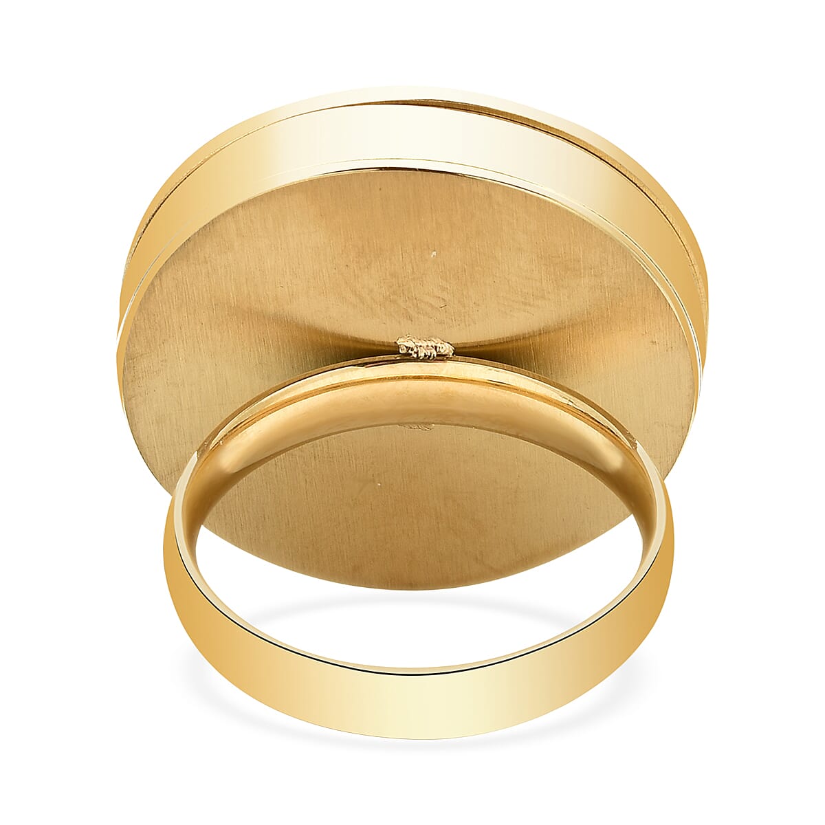 Simulated Green Diamond and Mustard Seed Tree of Life Ring in ION Plated YG Stainless Steel (Size 8.0) image number 4