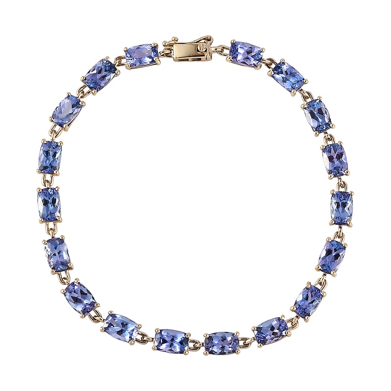 Luxoro 10K Yellow Gold Premium Tanzanite Tennis Bracele (6.50 In) 9.65 ctw