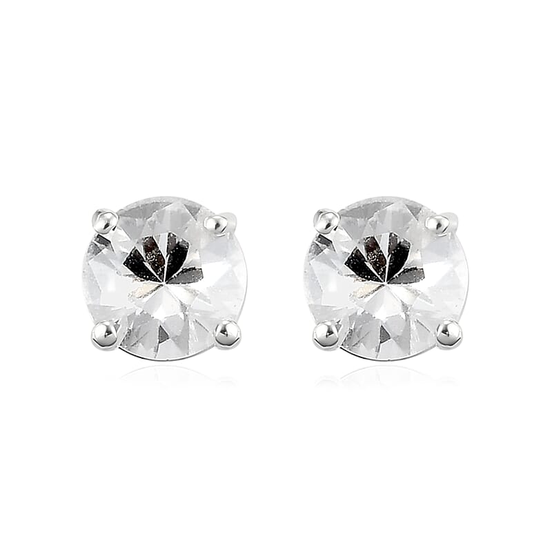 Brazilian Petalite Solitaire Stud Earrings in Sterling Silver 0.85 ctw