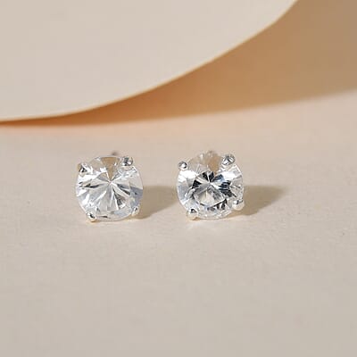 Brazilian Petalite Solitaire Stud Earrings in Sterling Silver 0.85 ctw