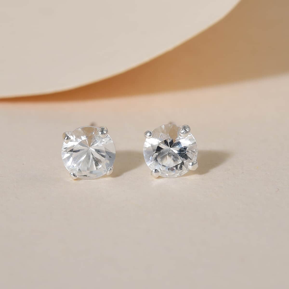 Brazilian Petalite Solitaire Stud Earrings in Sterling Silver 0.85 ctw image number 1