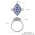 Tanzanite and Natural White Zircon Elongated Ring in Platinum Over Sterling Silver 2.10 ctw image number 5
