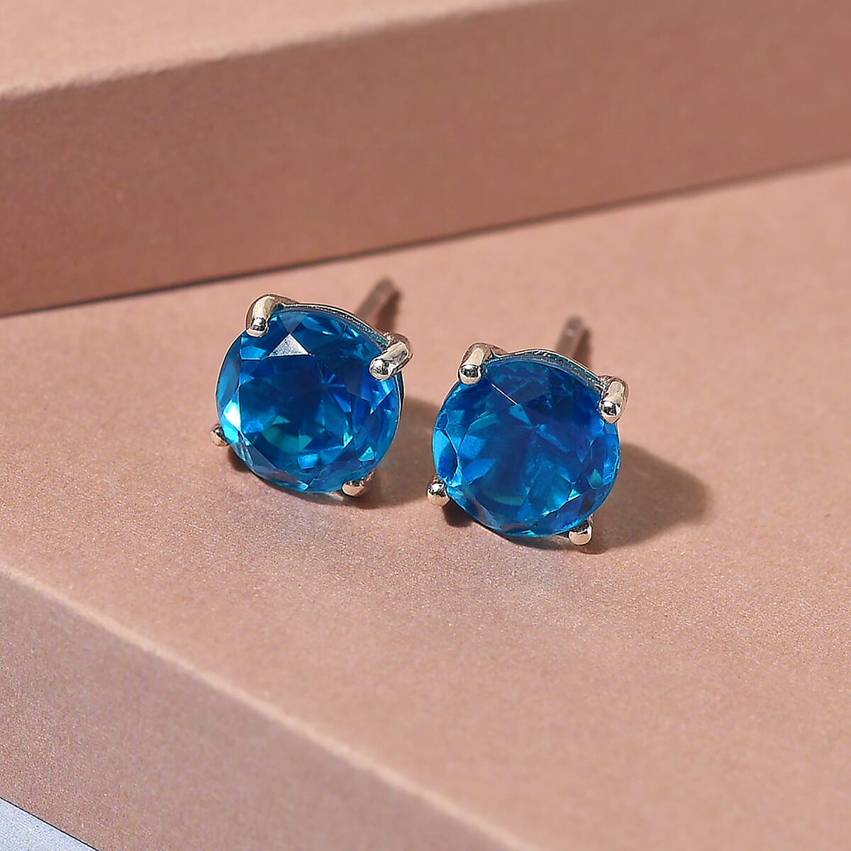 Caribbean Quartz Solitaire Stud Earrings in Platinum Over Sterling Silver 4.35 ctw image number 1