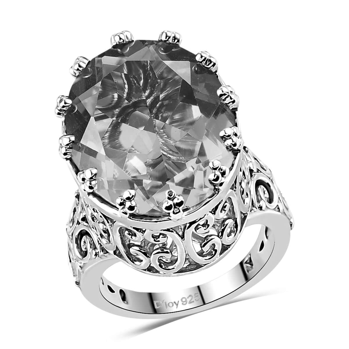 Caribbean Quartz Solitaire Ring in Platinum Over Sterling Silver (Size 7.0) 7.50 Grams 17.50 ctw image number 0