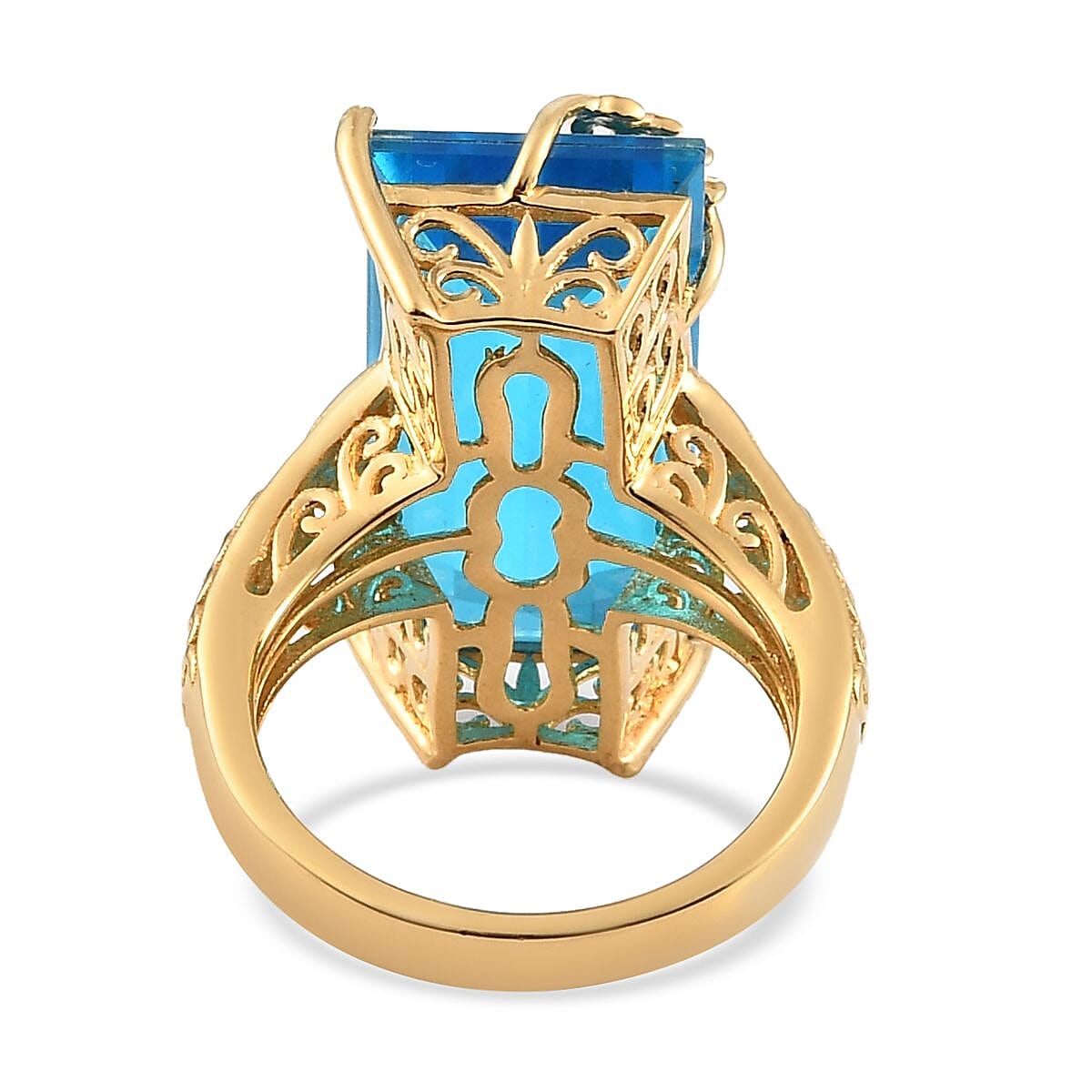 Caribbean Quartz Dragonfly Solitaire Ring in Vermeil Yellow Gold Over Sterling Silver (Size 7.0) 20.60 ctw