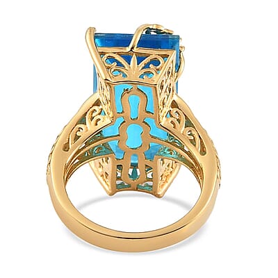 Caribbean Quartz Dragonfly Solitaire Ring in Vermeil Yellow Gold Over Sterling Silver (Size 7.0) 20.60 ctw