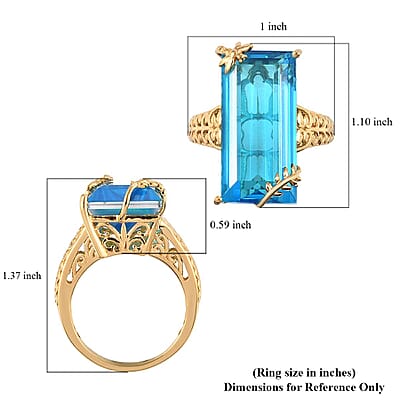 Caribbean Quartz Dragonfly Solitaire Ring in Vermeil Yellow Gold Over Sterling Silver (Size 7.0) 20.60 ctw