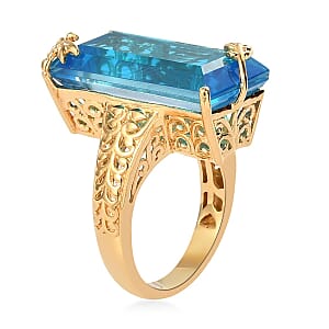 Caribbean Quartz Dragonfly Solitaire Ring in Vermeil Yellow Gold Over Sterling Silver (Size 8.0) 20.60 ctw