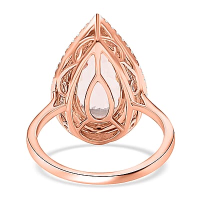 Certified and Appraised Iliana 18K Rose Gold AAA Marropino Morganite and G-H SI Diamond Double Halo Ring (Size 10.0) 4.68 Grams 3.80 ctw