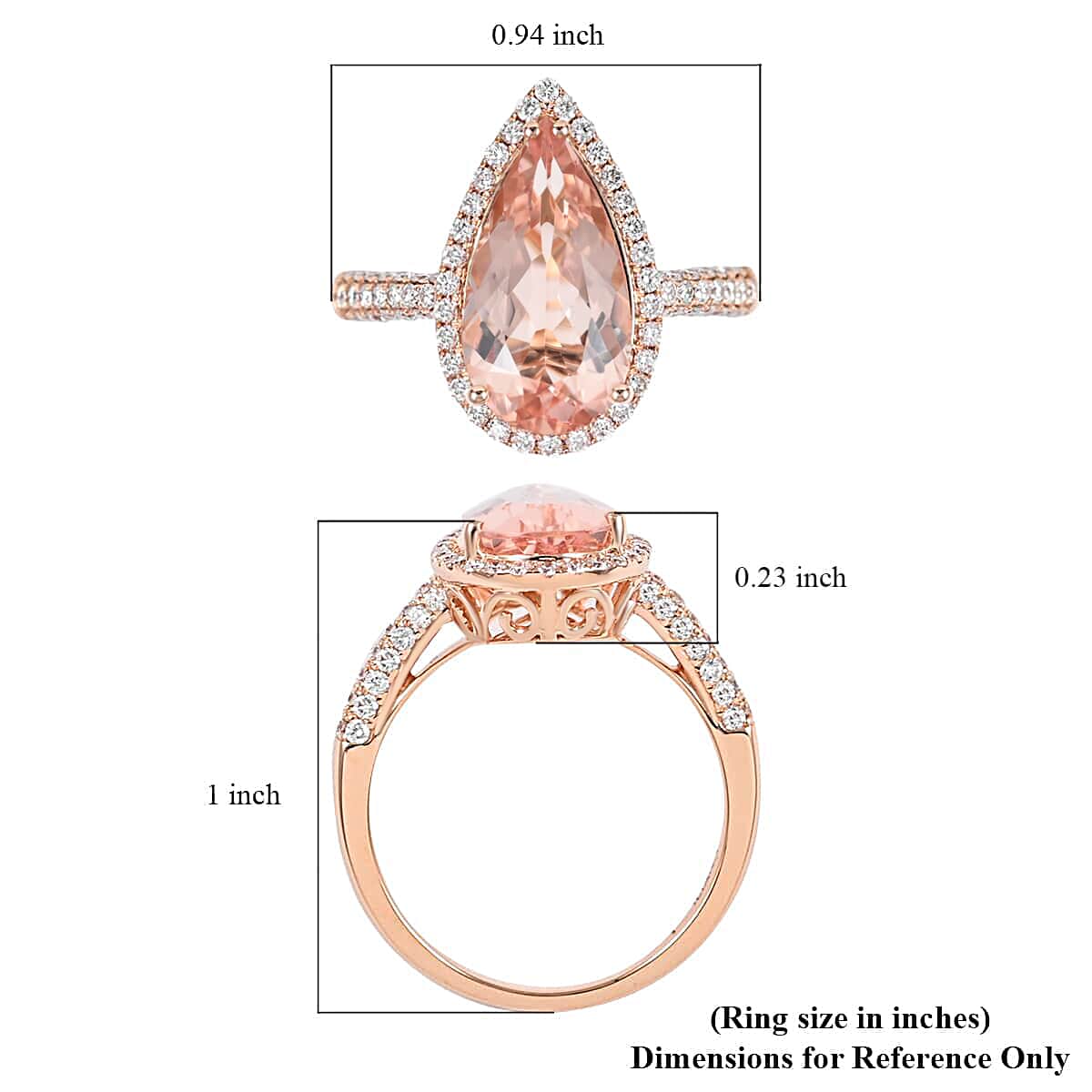 Certified & Appraised ILIANA 18K Rose Gold AAA Marropino Morganite and G-H SI Diamond Halo Ring 4.66 Grams 3.90 ctw image number 5