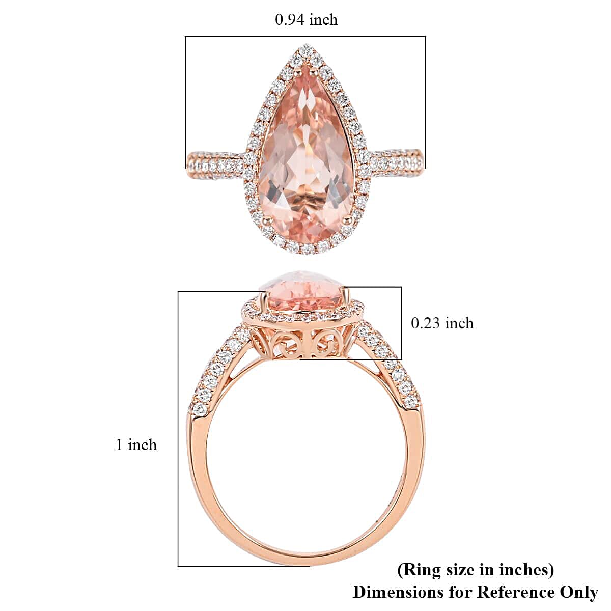 Certified and Appraised Iliana AAA Marropino Morganite and G-H SI Diamond 3.90 ctw Halo Ring in 18K Rose Gold (Size 9.0) 4.66 Grams image number 5