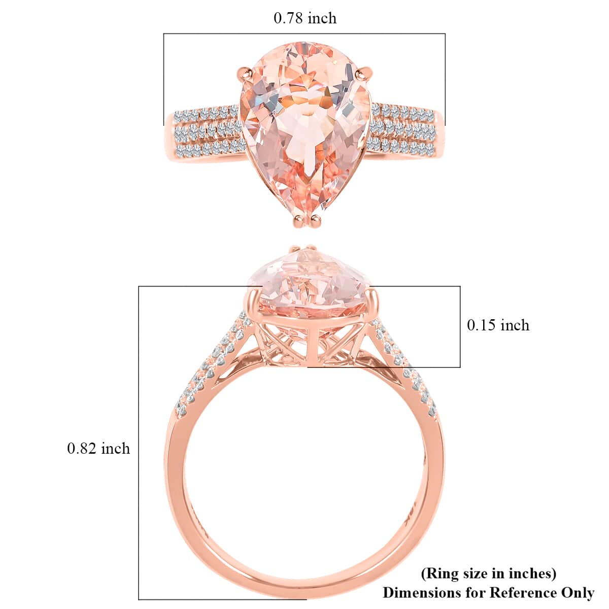 Certified  Iliana 18K Rose Gold AAA Marropino Morganite and G-H SI Diamond Ring (Size 10.0) 3.80 ctw image number 5