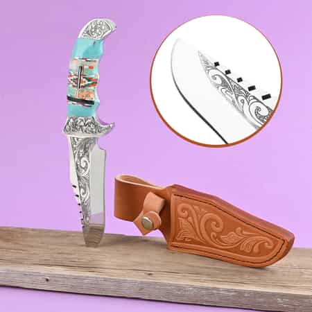 Multi Stone Inlay Trapper Knife - Malouf on the Plaza