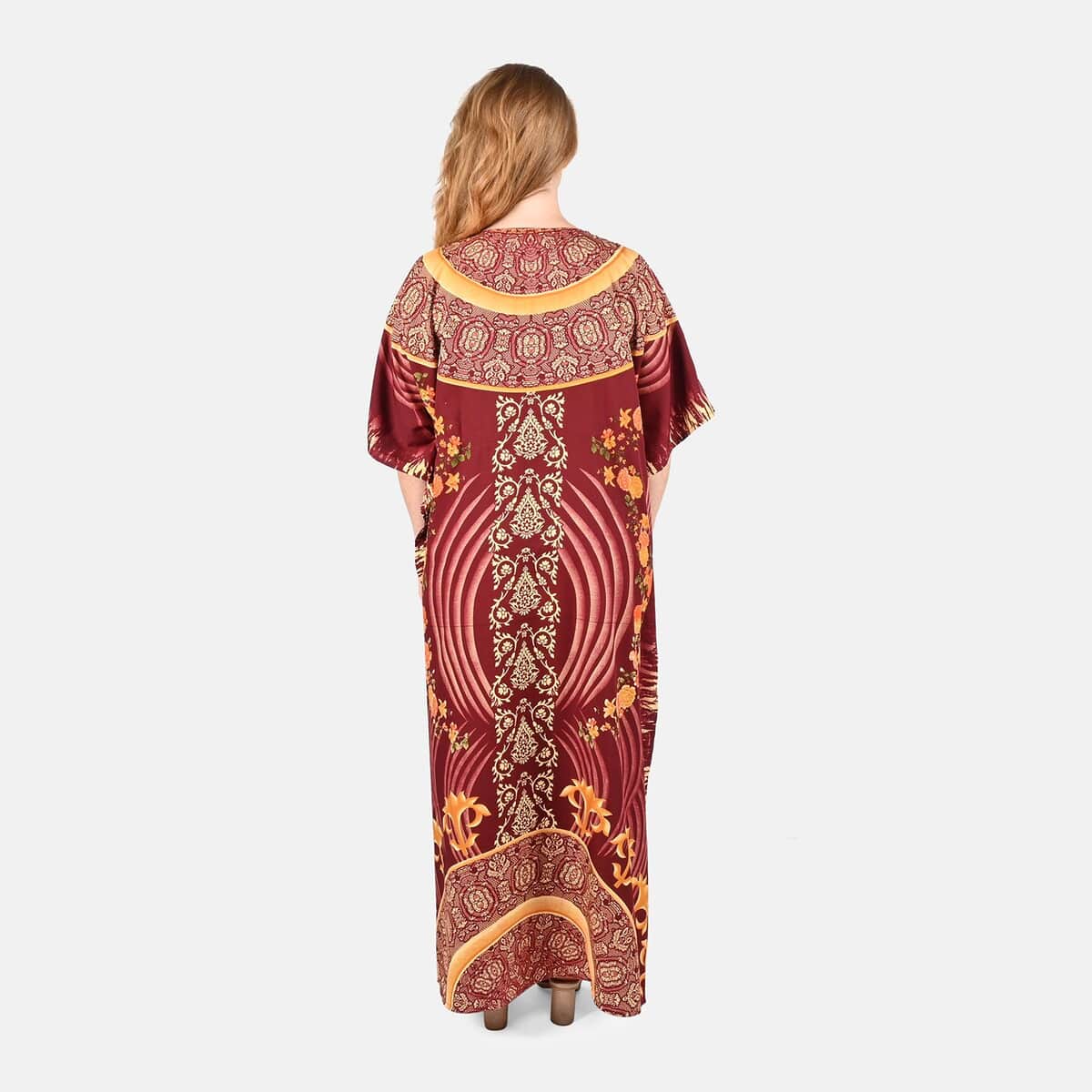 TAMSY Brown Printed Long Kaftan - One Size Fits Most image number 1