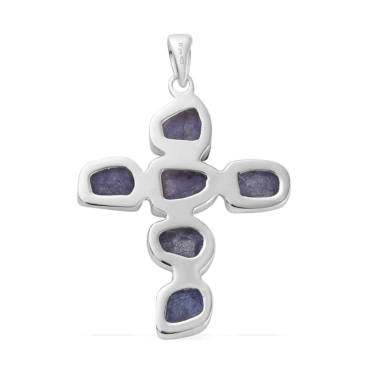 Artisan Crafted Rough Cut Tanzanite Cross Pendant in Sterling Silver 20.60 ctw image number 3