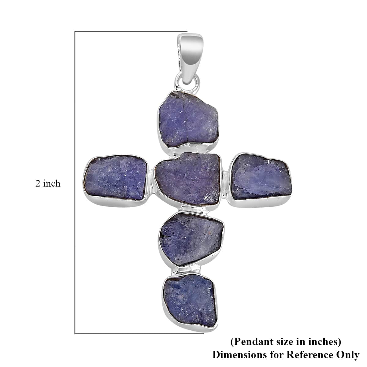 Artisan Crafted Rough Cut Tanzanite Cross Pendant in Sterling Silver 20.60 ctw image number 4
