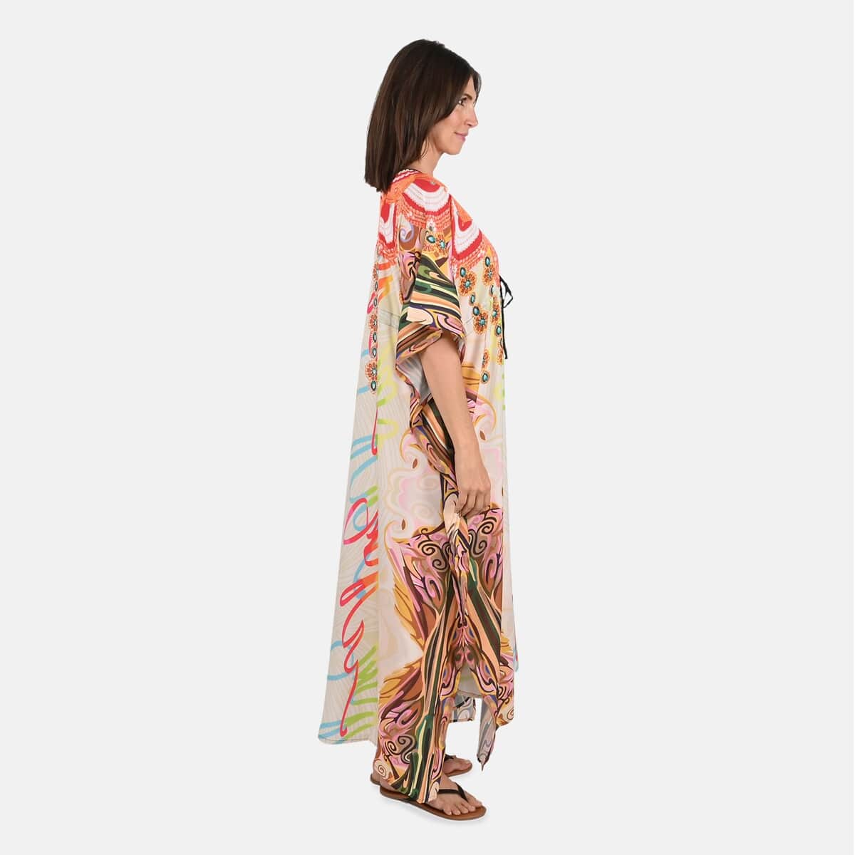 TLV TAMSY Tan Graphic Printed Long With Drawstring - One Size Fits Most image number 3