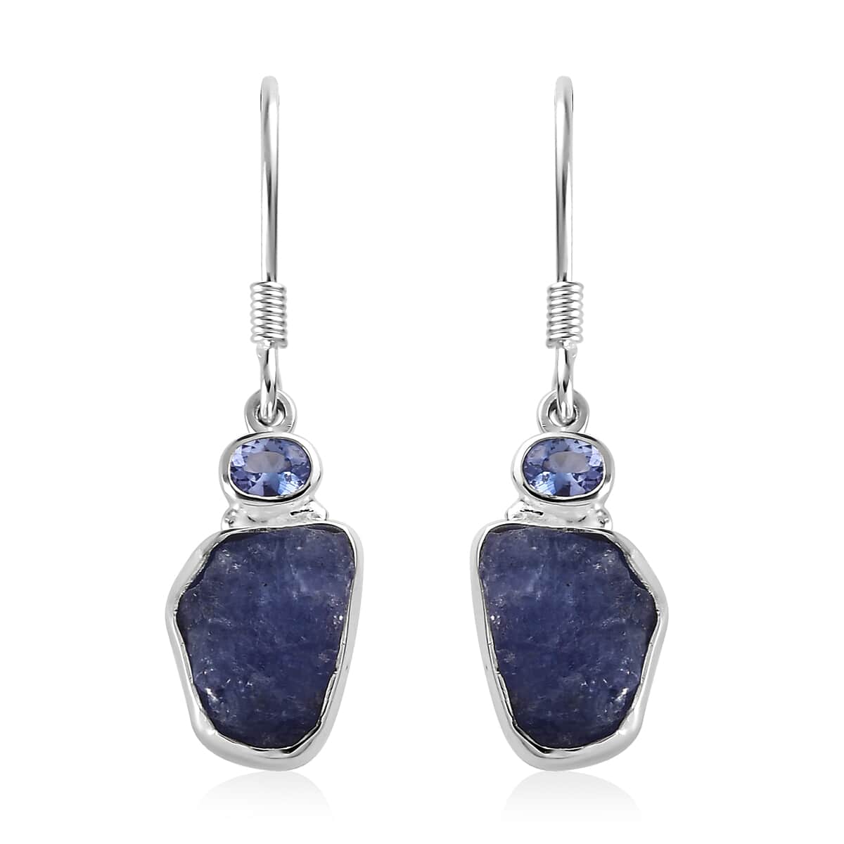 Artisan Crafted Rough Cut Tanzanite Dangle Earrings in Sterling Silver 9.50 ctw image number 0