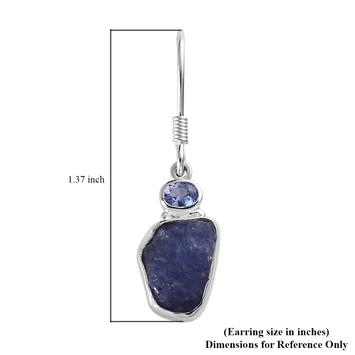 Artisan Crafted Rough Cut Tanzanite Dangle Earrings in Sterling Silver 9.50 ctw image number 4