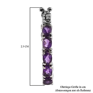 African Amethyst 7.10 ctw Hoop Earrings in Stainless Steel