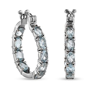 Sky Blue Topaz 10.60 ctw Hoop Earrings in Stainless Steel