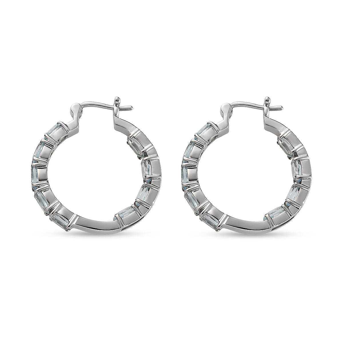 Sky Blue Topaz 10.60 ctw Hoop Earrings in Stainless Steel image number 1