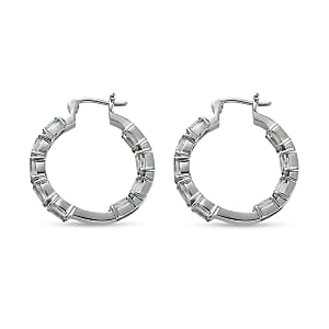 Sky Blue Topaz 10.60 ctw Hoop Earrings in Stainless Steel
