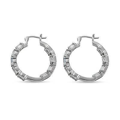 Sky Blue Topaz 10.60 ctw Hoop Earrings in Stainless Steel