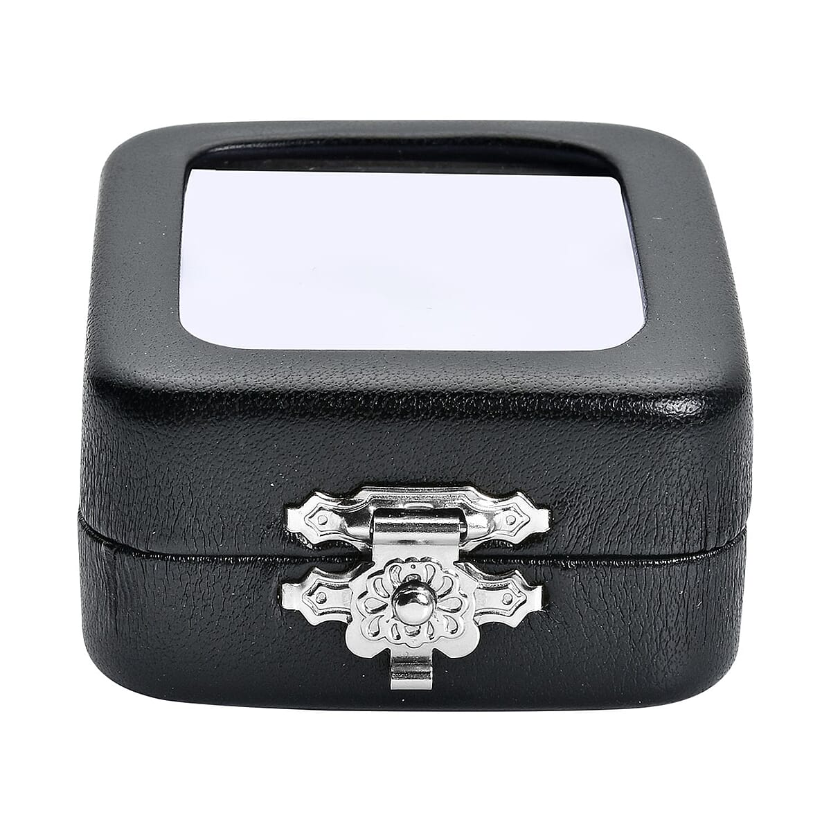 Black Faux Leather Bare Stone Iron Box with White Flannelette and Sponge image number 1