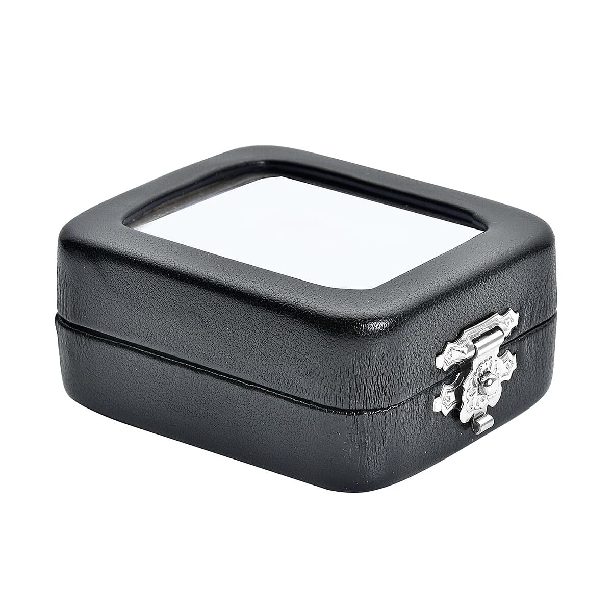 Black Faux Leather Bare Stone Iron Box with White Flannelette and Sponge image number 2