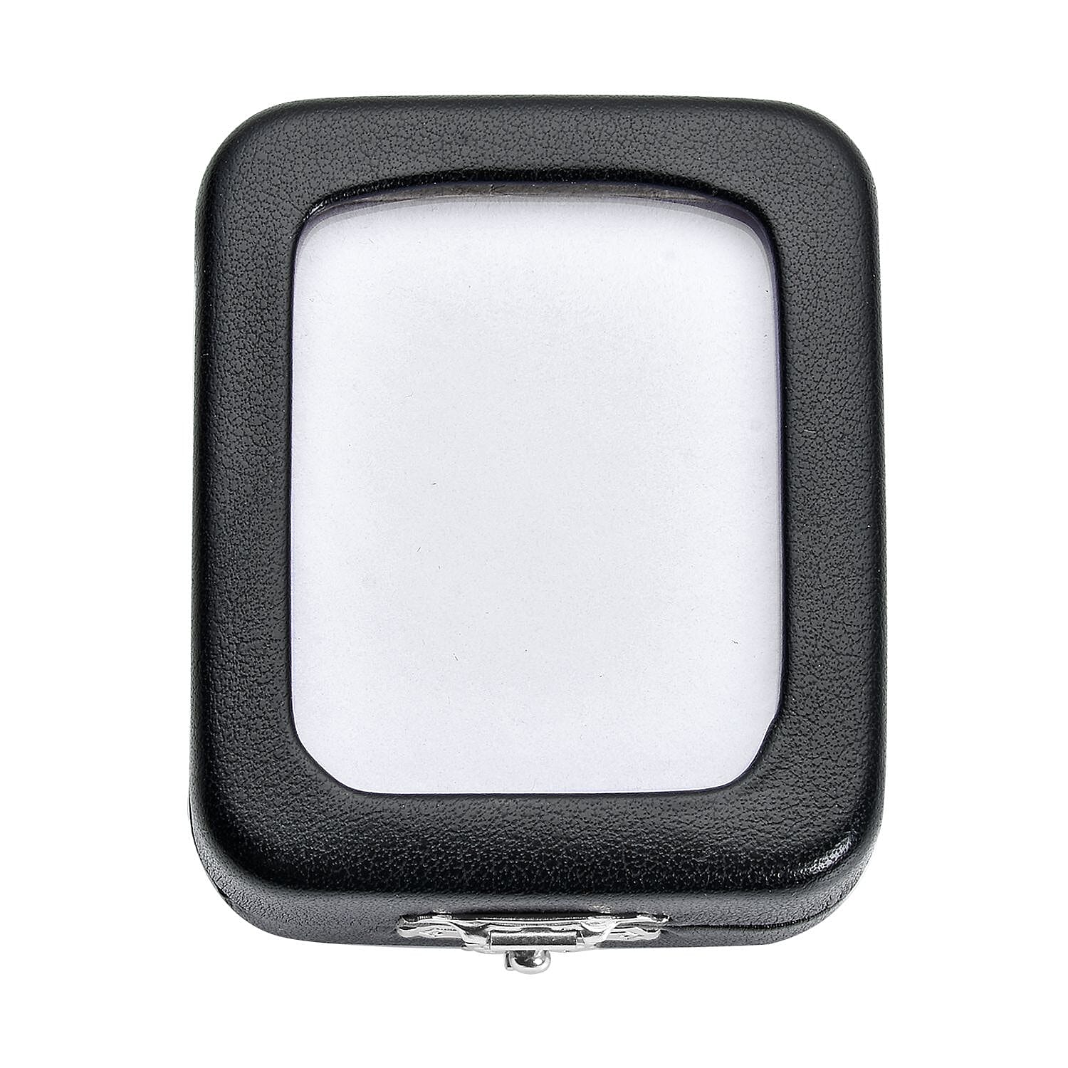 Black Faux Leather Bare Stone Iron Box with White Flannelette and Sponge