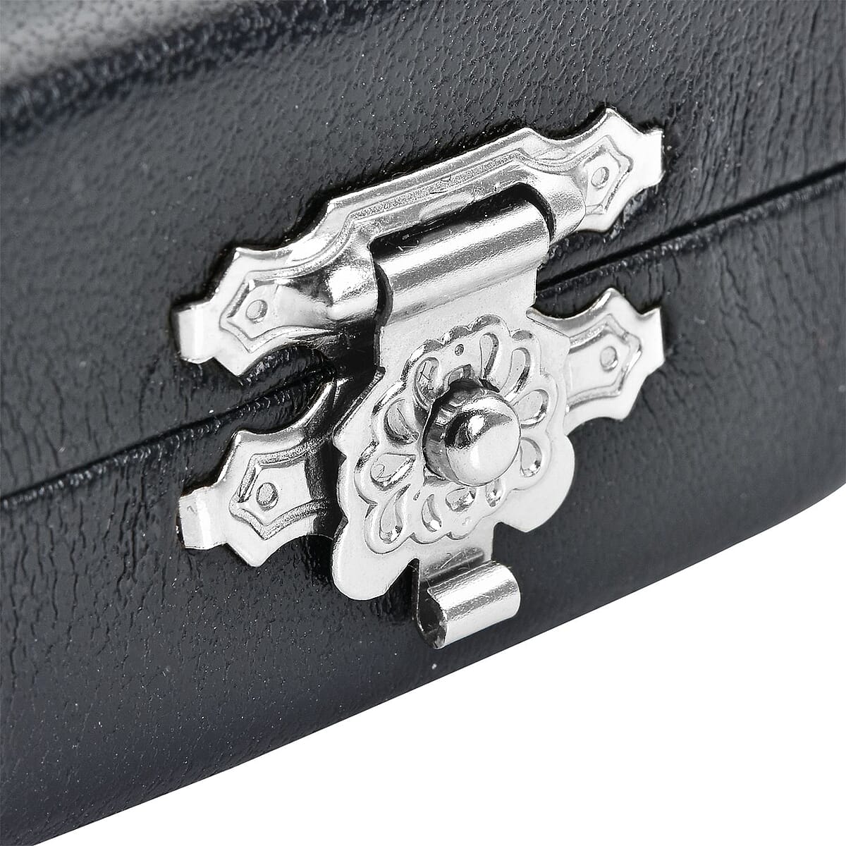 Black Faux Leather Bare Stone Iron Box with White Flannelette and Sponge image number 5