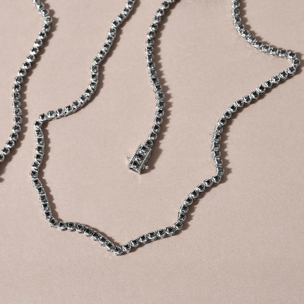 Black Diamond Tennis Necklace 20 Inches in Platinum Over Sterling Silver 3.00 ctw image number 1