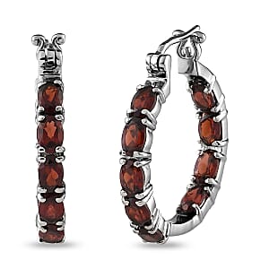 Mozambique Garnet 9.60 ctw Hoop Earrings in Stainless Steel