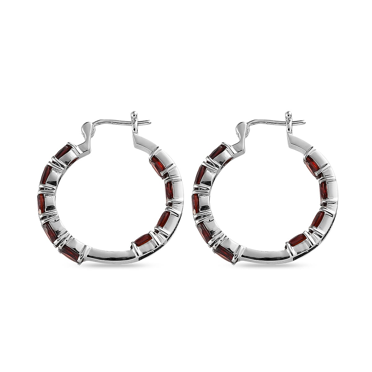 Mozambique Garnet 9.60 ctw Hoop Earrings in Stainless Steel image number 1