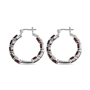 Mozambique Garnet 9.60 ctw Hoop Earrings in Stainless Steel