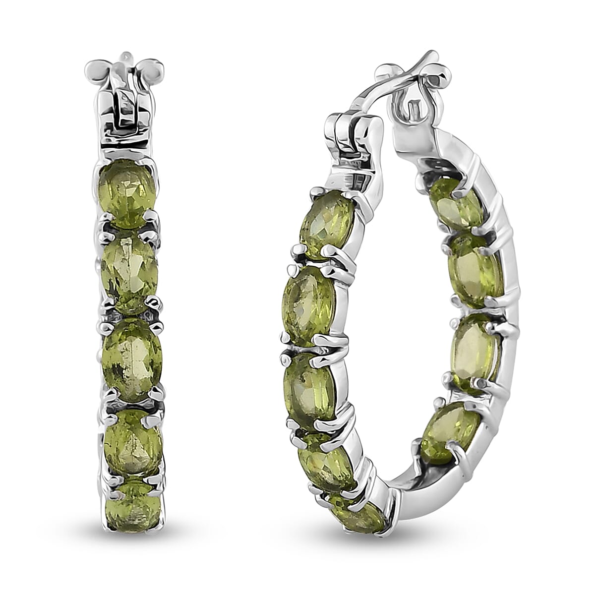 Hebei Peridot 9.00 ctw Hoop Earrings in Stainless Steel