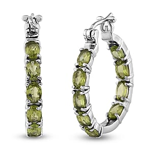 Hebei Peridot 9.00 ctw Hoop Earrings in Stainless Steel