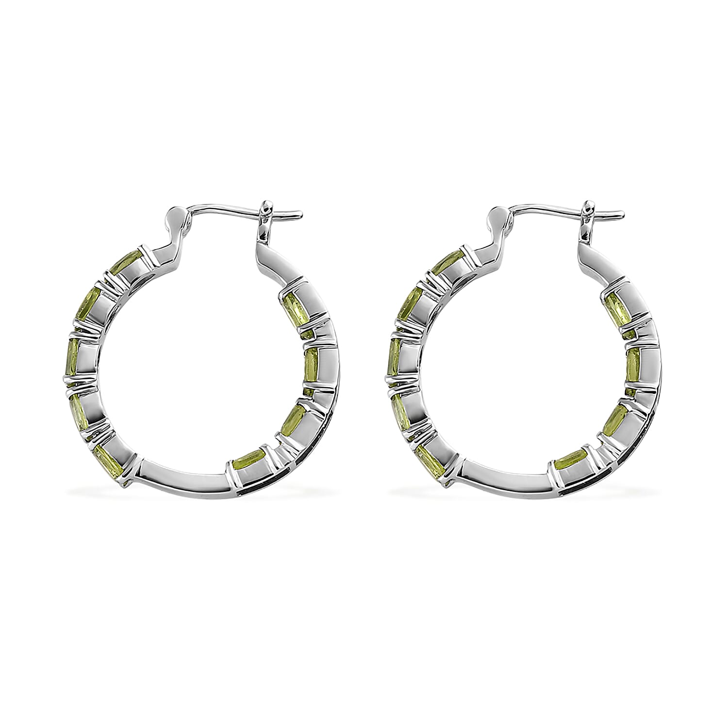 Hebei Peridot 9.00 ctw Hoop Earrings in Stainless Steel
