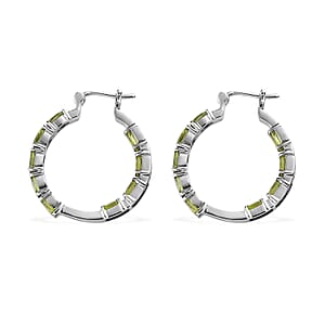 Hebei Peridot 9.00 ctw Hoop Earrings in Stainless Steel