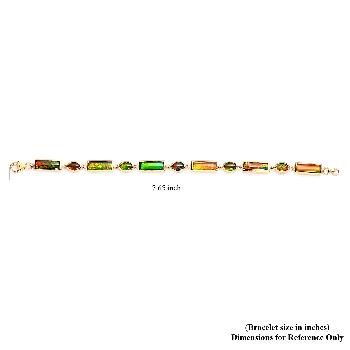 Canadian Ammolite Linking Bracelet in Vermeil Yellow Gold Over Sterling Silver (7.25 In) 16.50 ctw image number 4